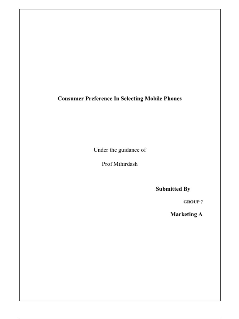 Consumer Preference in Selecting Mobile Phones PDF Mobile Phones