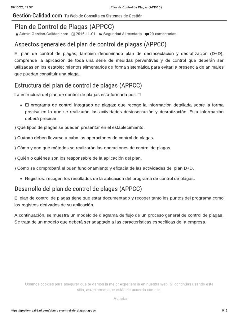 Plan de Control de Plagas APPCC | PDF | Análisis de Riesgo y Puntos ...