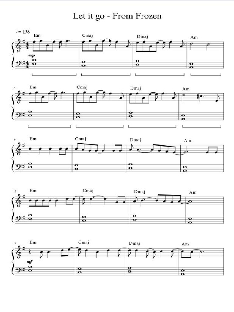 Let It Go Piano PDF