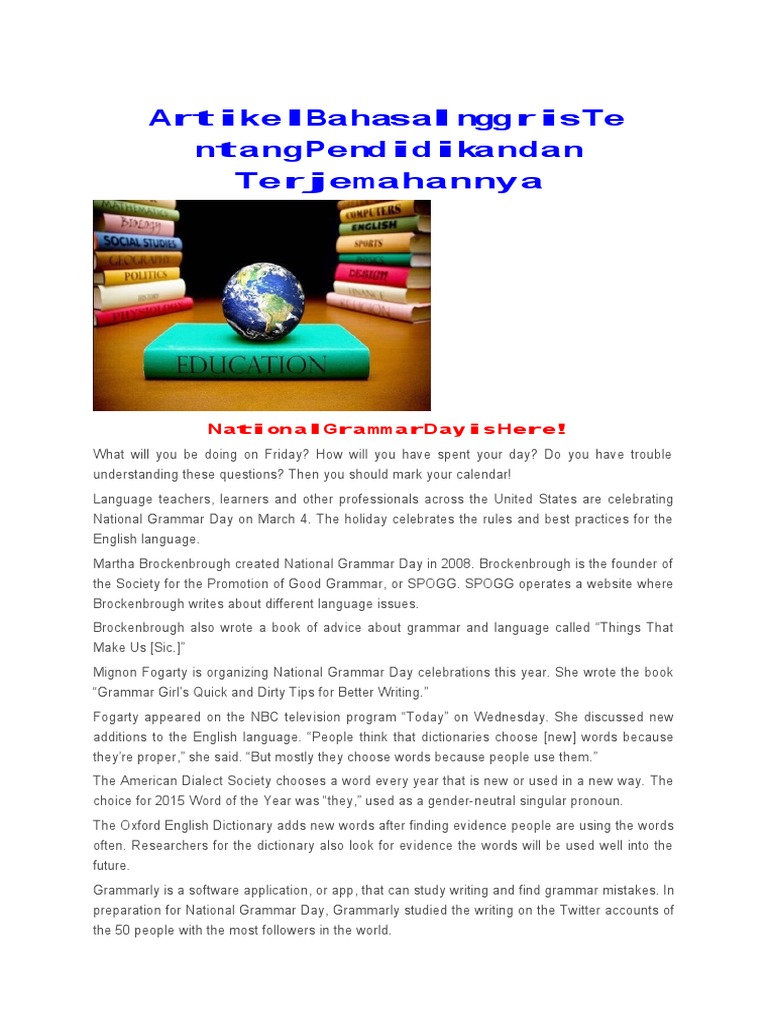 Artikel bahasa inggris tentang pendidikandocx pdf programme for
