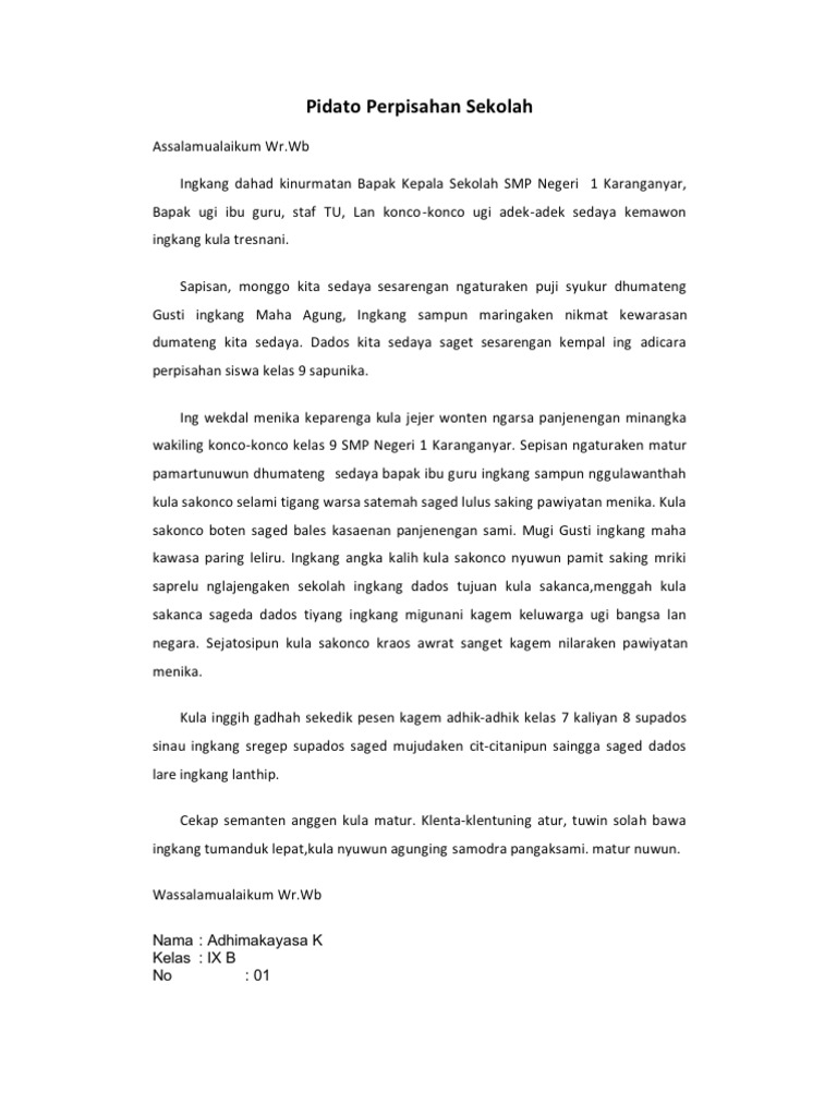 Pidato An Sekolah Bahasa Jawa