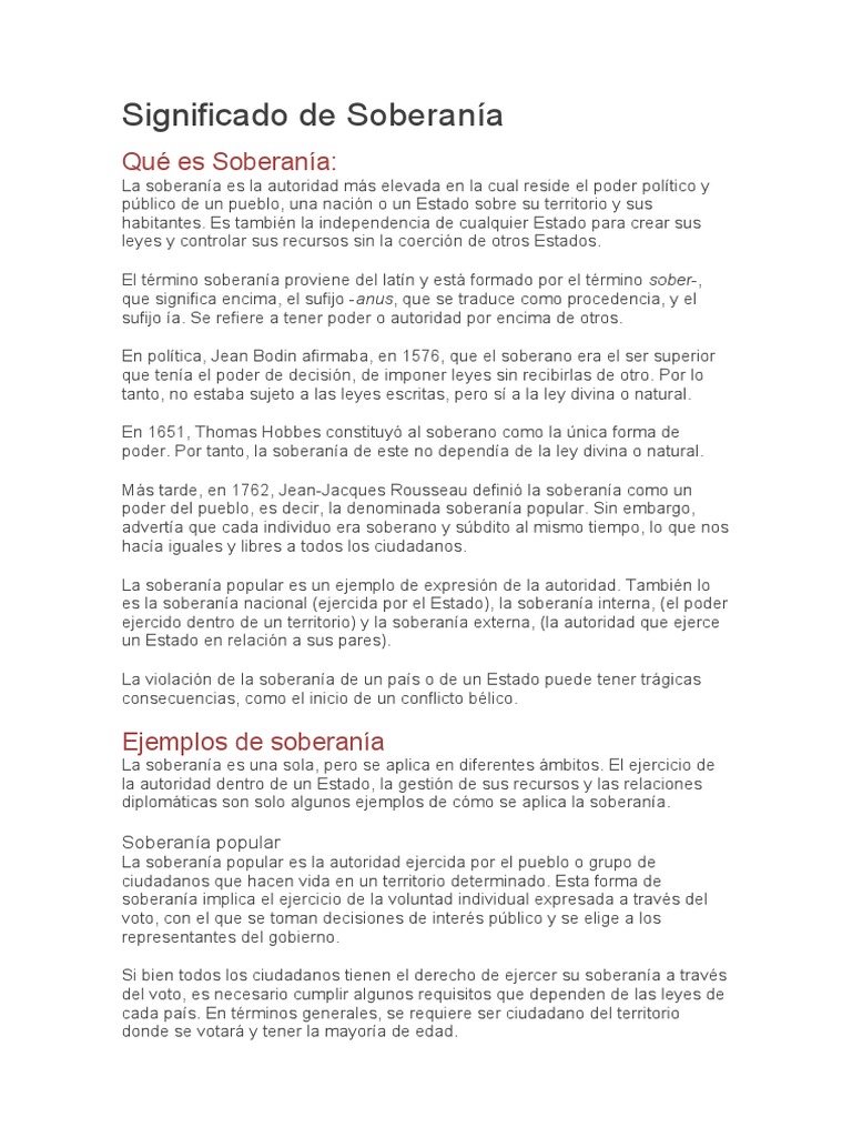 Significado de Soberanía | PDF | Democracia | Ideologías políticas