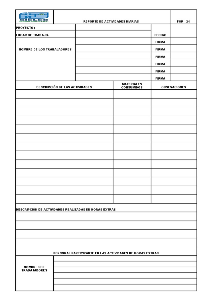 Formato para Reportes Diarios | PDF