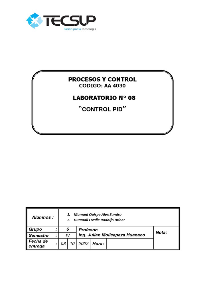 Laboratorio 08 - Control PID - vs2 | PDF | Ciencias de la Computación ...