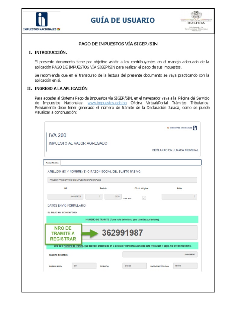 Guía para Pagar Impuestos en SIGEP/SIN | PDF | Usuario (informática)
