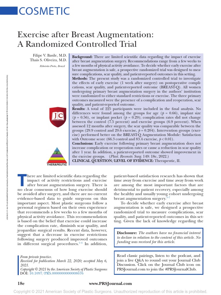 Exercise after breast augmentation a randomized 13 pdf surgery