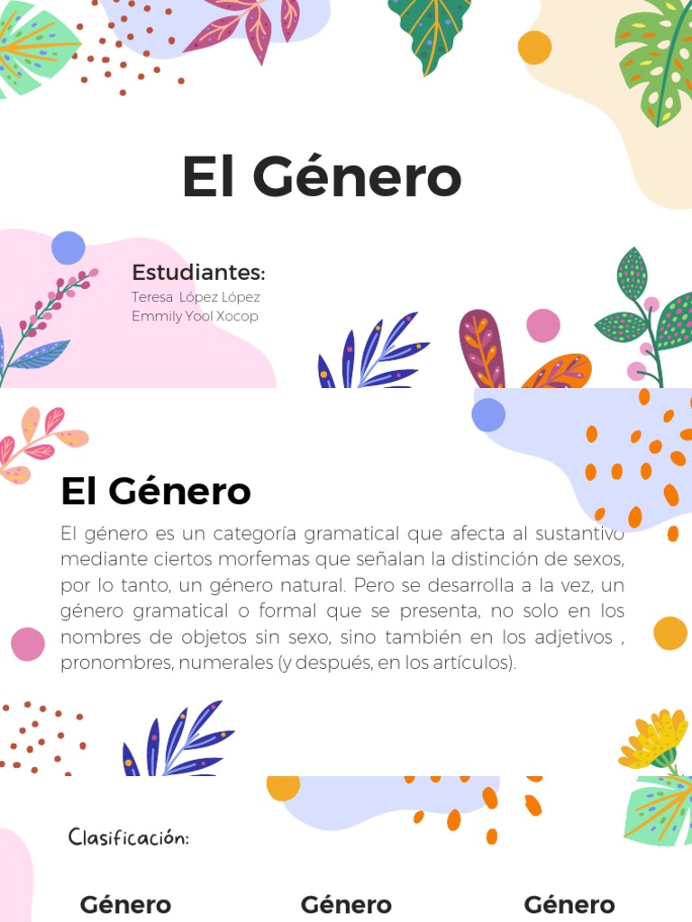 El Género | PDF | Género gramatical | Sustantivo