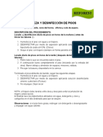 Limpieza y desinfección de pisos en áreas de baño, cocina y oficina