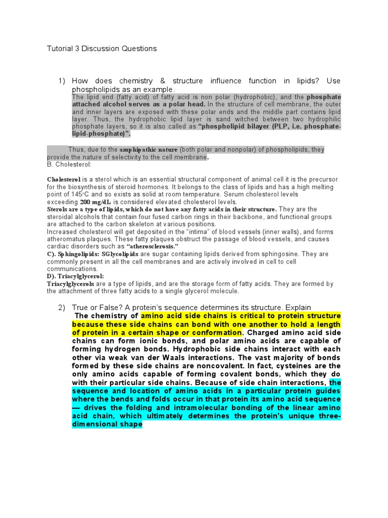 Tutorial 3 Biology 101 Answer Memo PDF Nucleotides Dna