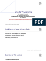 CS101x S408 Assignment Statement and Arithmetic Expressions IIT Bombay