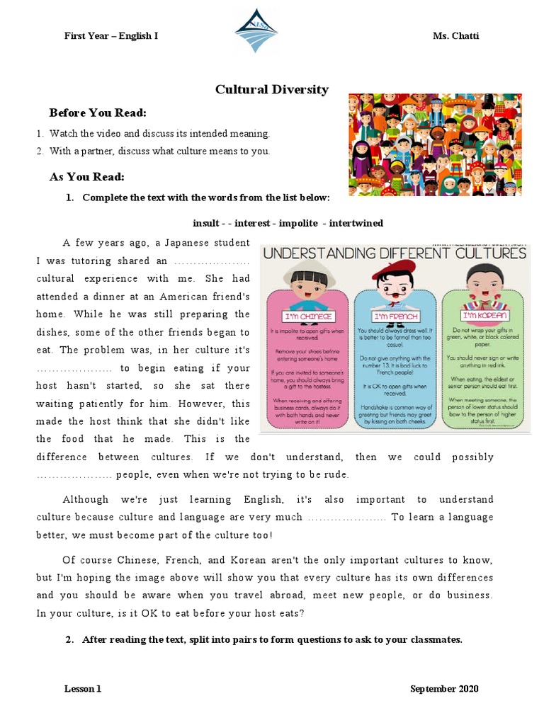 Cultural Diversity CLT Communicative Language Teaching Resources Cros ...