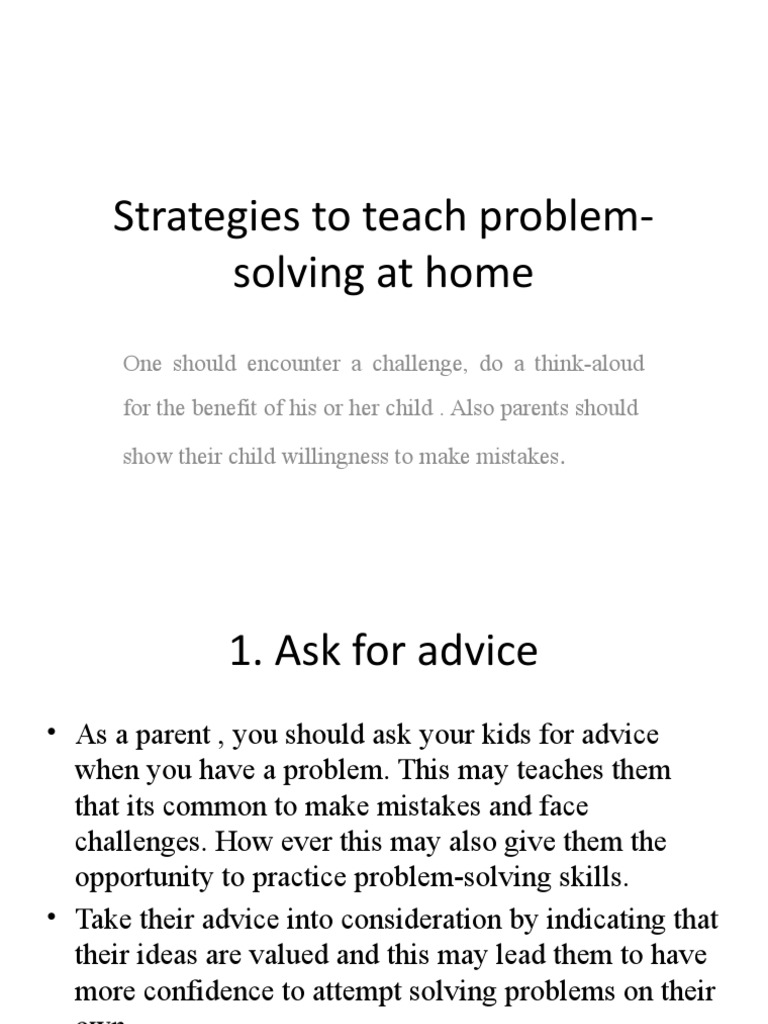 Strategies To Teach Problem-Solving at Home | PDF