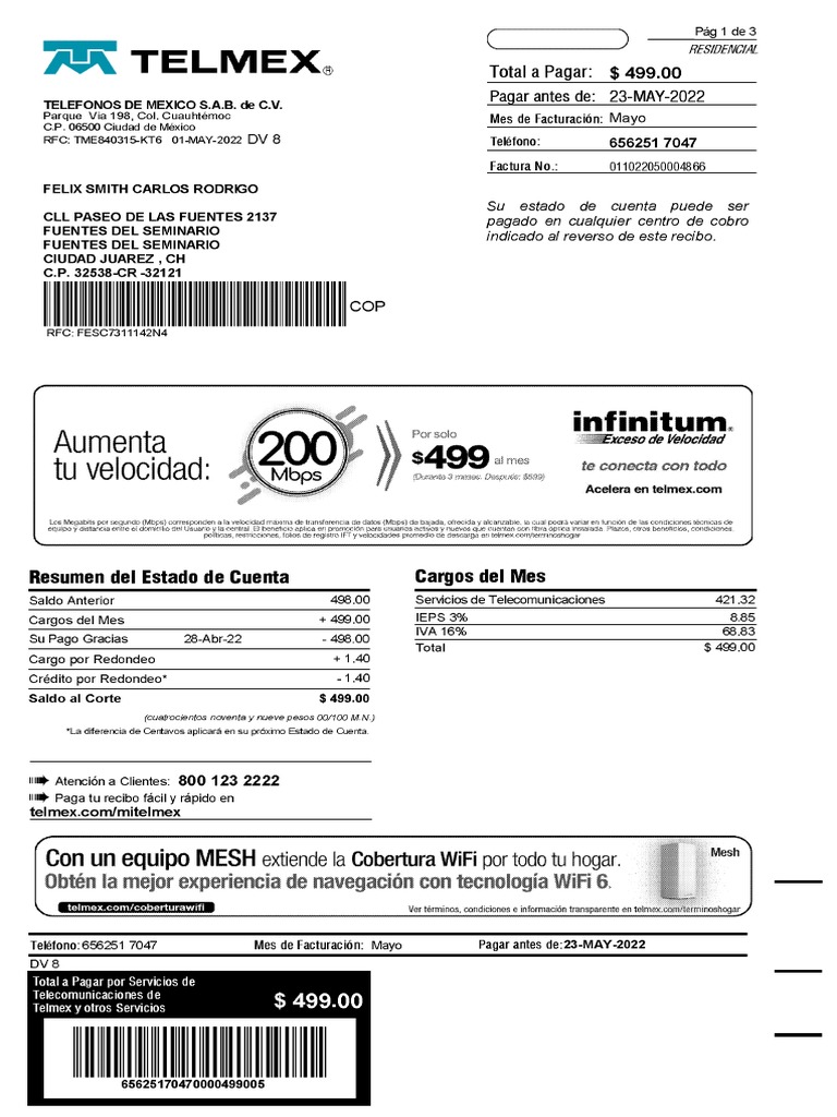 Comprobante de domicilio telefono pdf