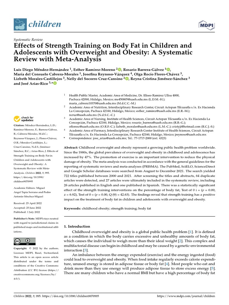 Children 09 00995 | PDF | Obesity | Strength Training