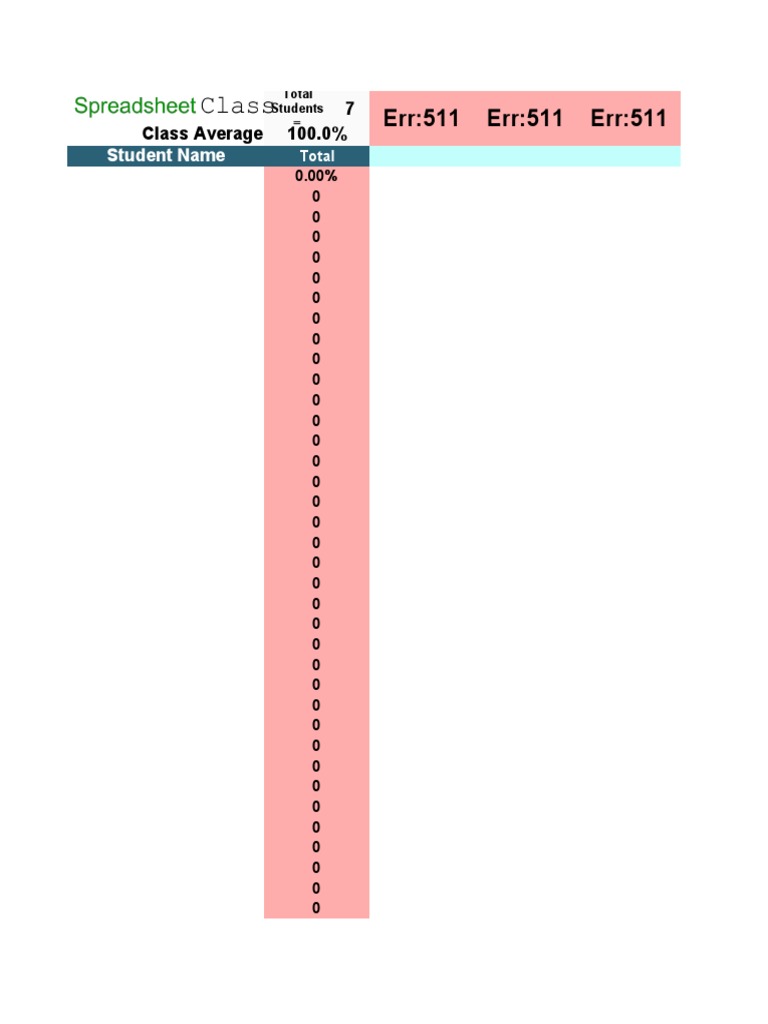 Spreadsheet Class Gradebook (Percentage) PDF Freedom Of Expression
