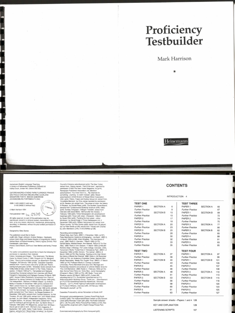Mark Harrison - Proficiency Testbuilder 1 (1994) | PDF