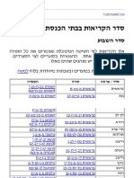 תנ - ך מנוקד - סדר הקריאות