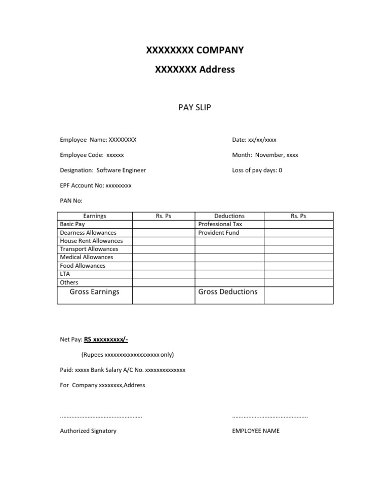 Pay Slip Template