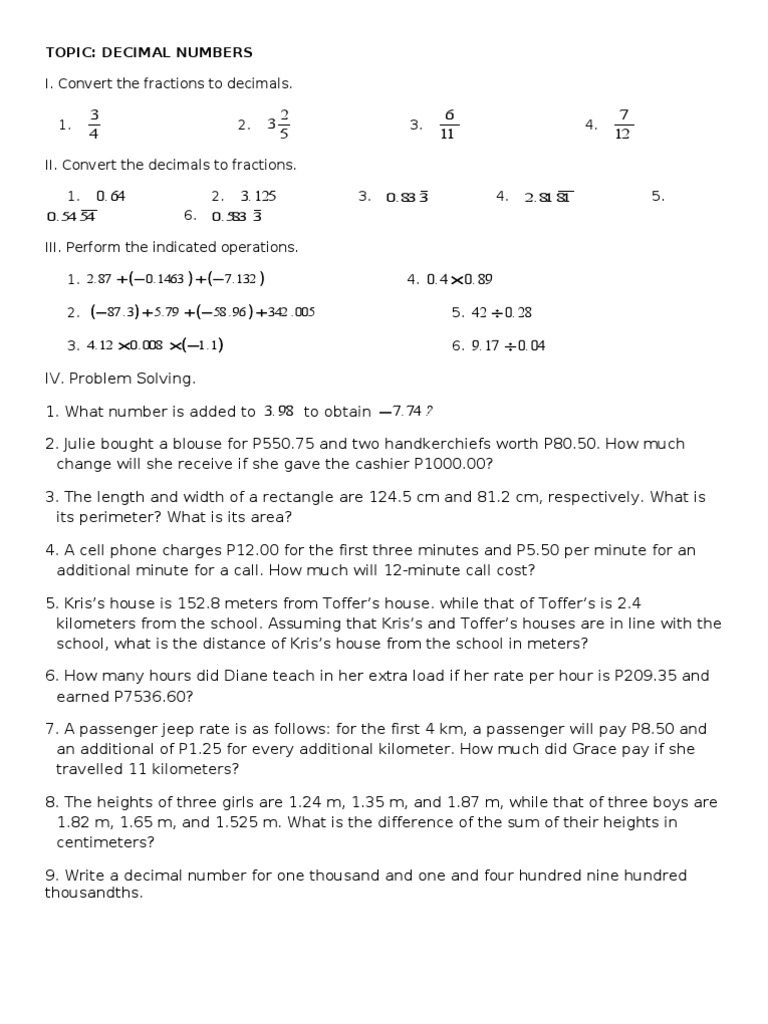 Decimals | Mathematical Notation | Numbers