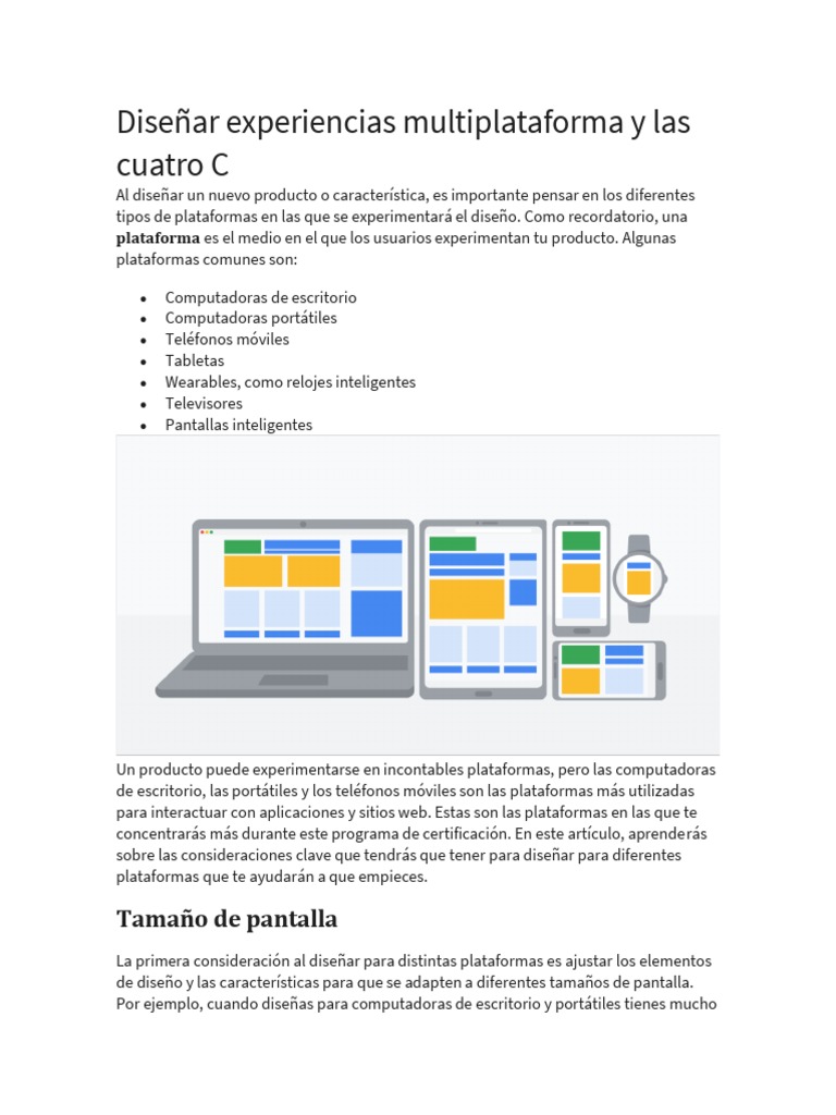 Diseño UX Multiplataforma y Cuatro C | PDF | Software de la aplicacion ...