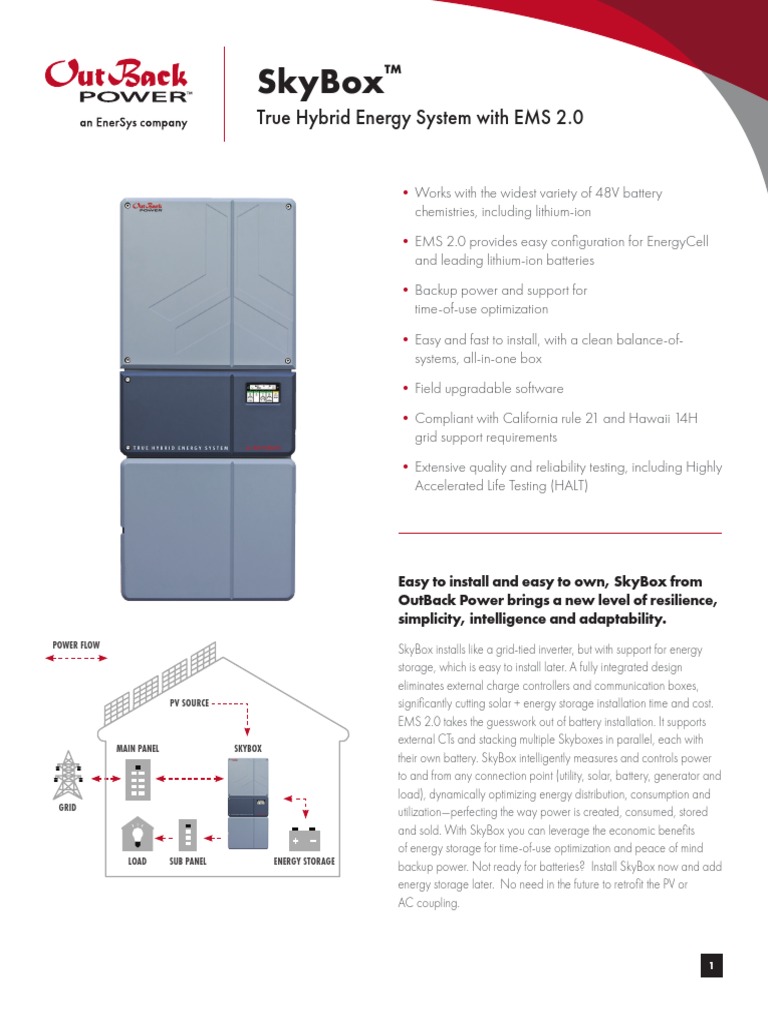 INVERTER OUTBACK skybox_specsheet PDF Energy Storage Electrical Grid