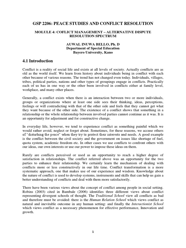 Comflict Management (Module 4) | PDF | Alternative Dispute Resolution ...