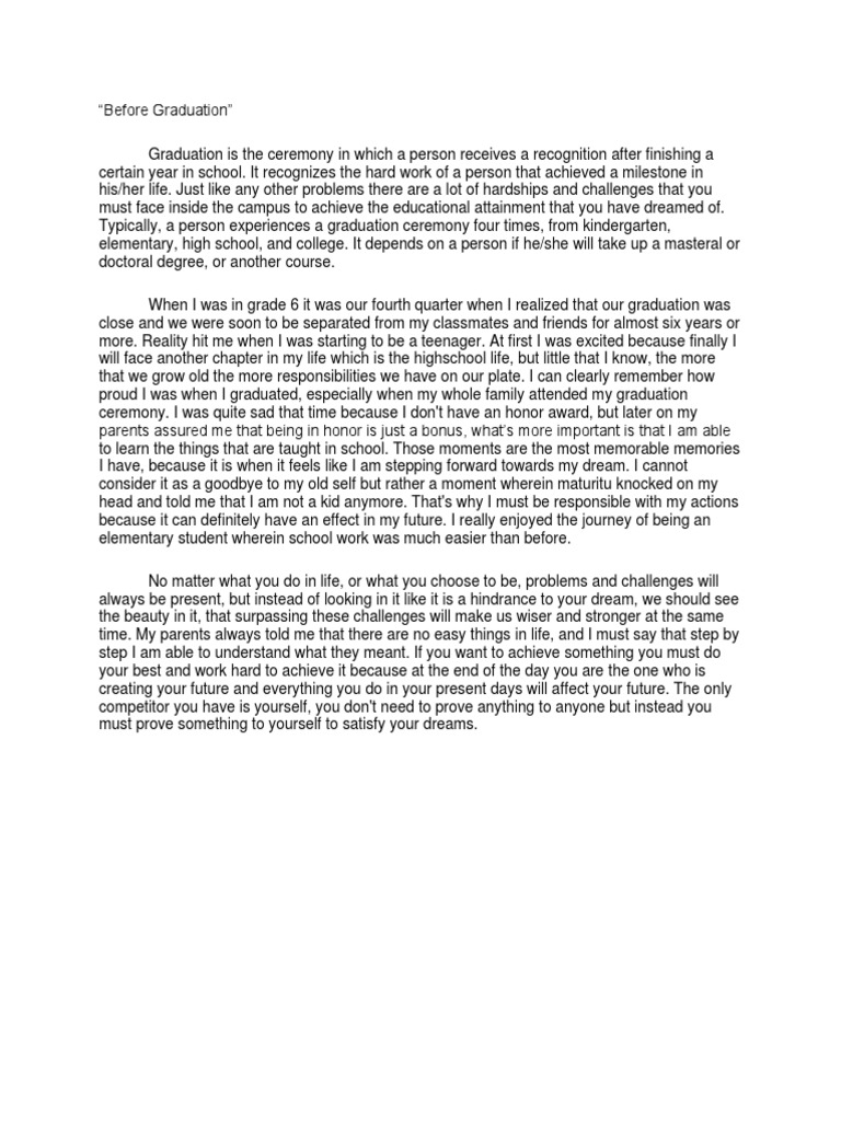 Before Graduation Pdf