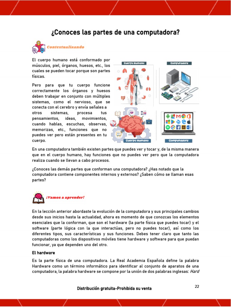 Hardware y Software PDF Periférico Hardware de la computadora