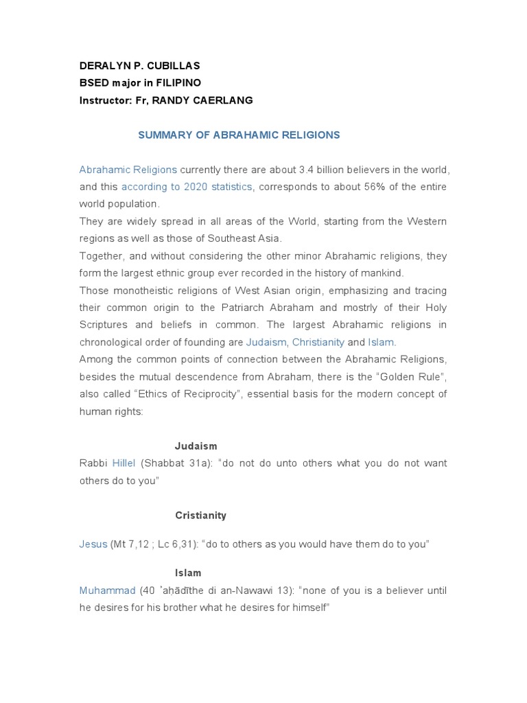 Overview of Abrahamic Religions | PDF | Social Science | Religion ...