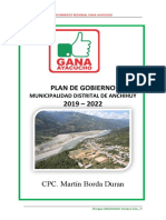 Plan de gobierno municipal Anchihuay 2019-2022
