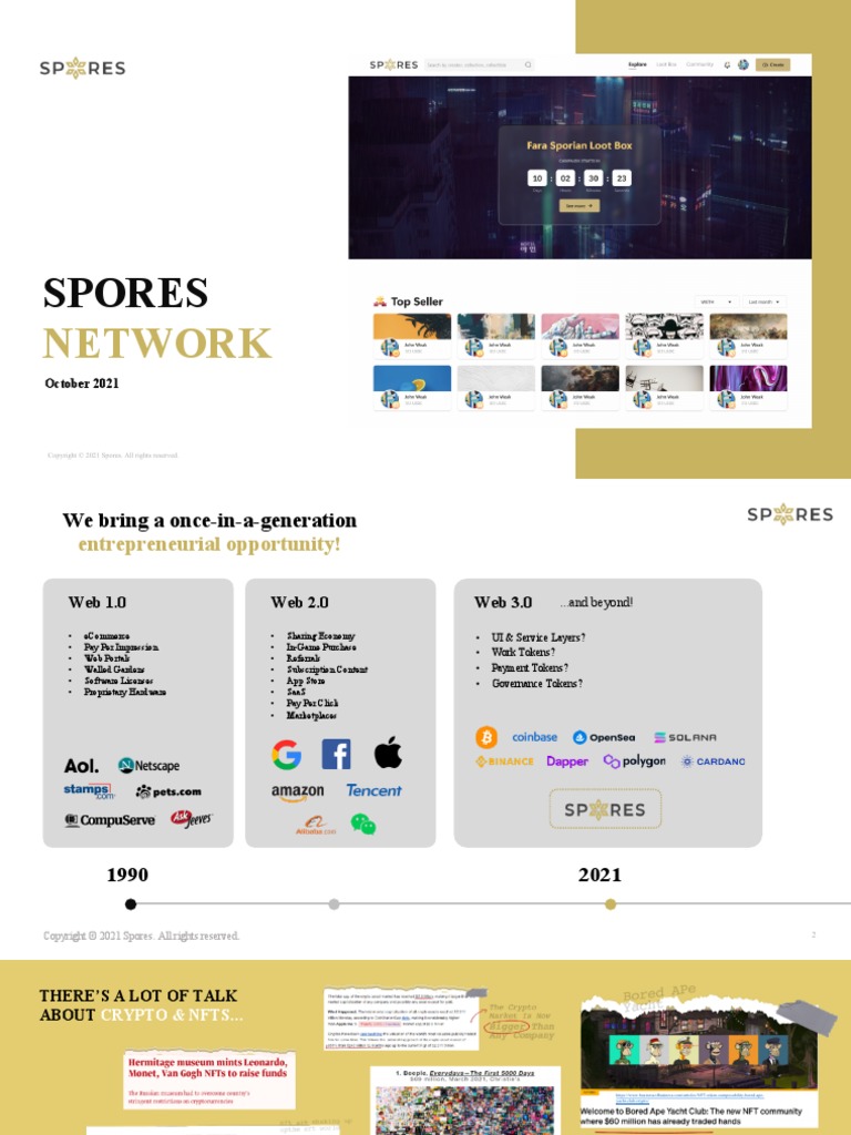 Spores Network - Company - Introduction - Deck - Oct2021 | PDF |  Cryptocurrency | Economies