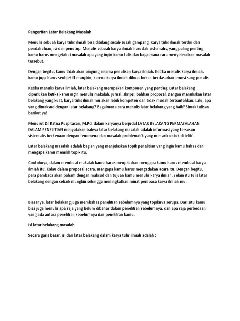 Pengertian Latar Belakang Masalah PDF