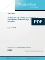 Didáctica Especial y Prácticas de La Enseñanza en Sociología