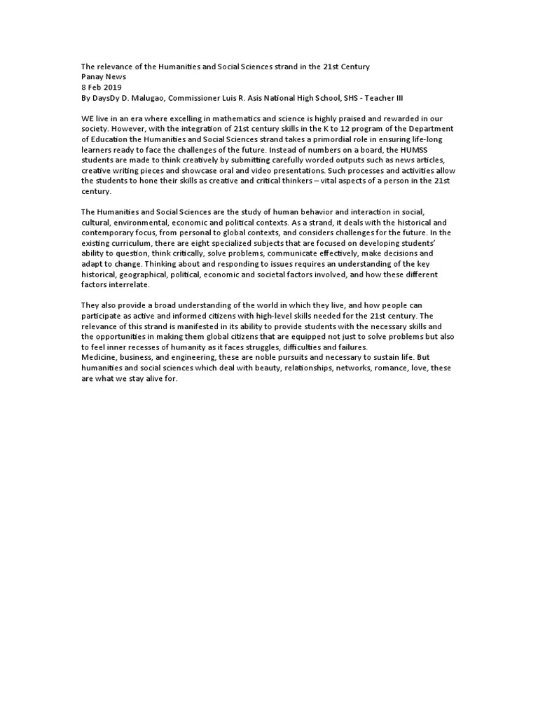 The Relevance of The Humanities and Social Science | PDF