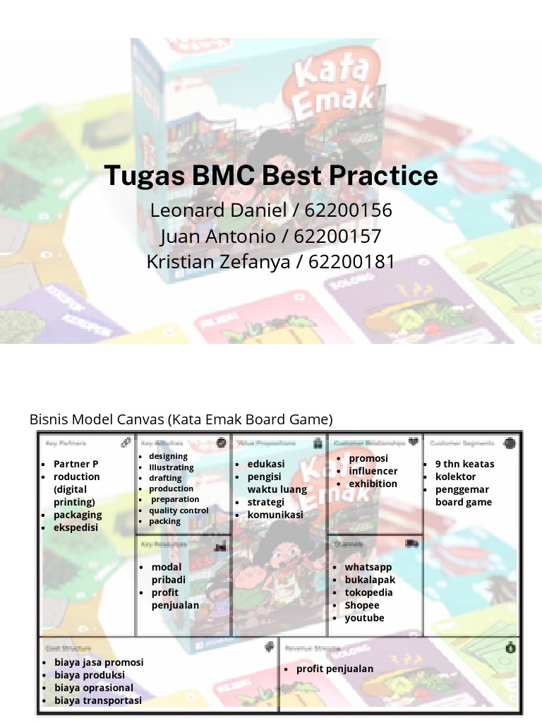 Bisnis Model Canvas Kata Emak Board Game | PDF | Bisnis | Game & Aktivitas