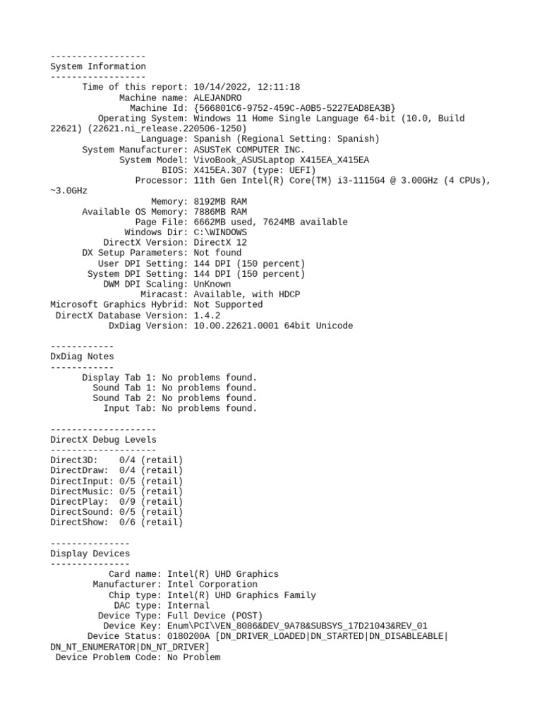 Dxdiag | PDF | Device Driver | Microsoft Windows