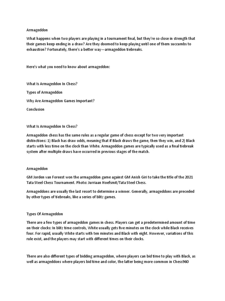 Armageddon Pdf Abstract Strategy Games Chess Competitions