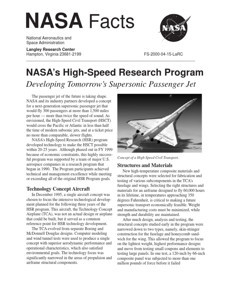 NASA Facts NASA's High-Speed Research Program 2004 | PDF