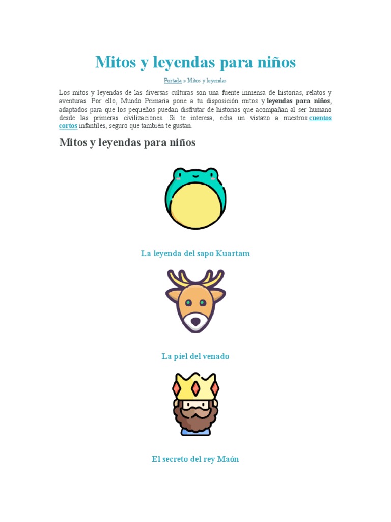 Mitos y Leyendas Cortas para Niños | PDF