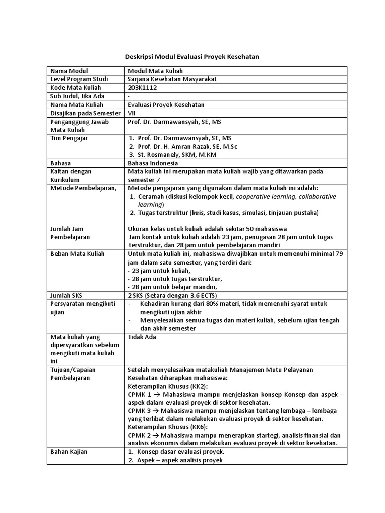 Modul Evaluasi Proyek | PDF | Karier & Perkembangan | Seni