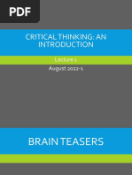 Critical Thinking - An Introduction Updated