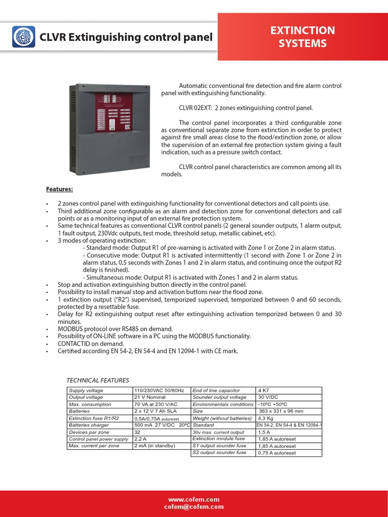 CLVR Fire Extinguishing Control Panel | PDF | Fuse (Electrical) | Power ...