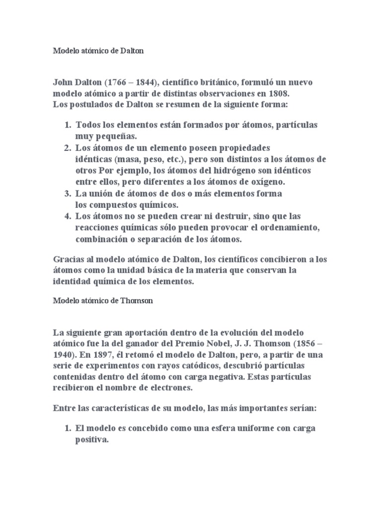 Evolución De Los Modelos Atómicos Pdf átomos Núcleo Atómico