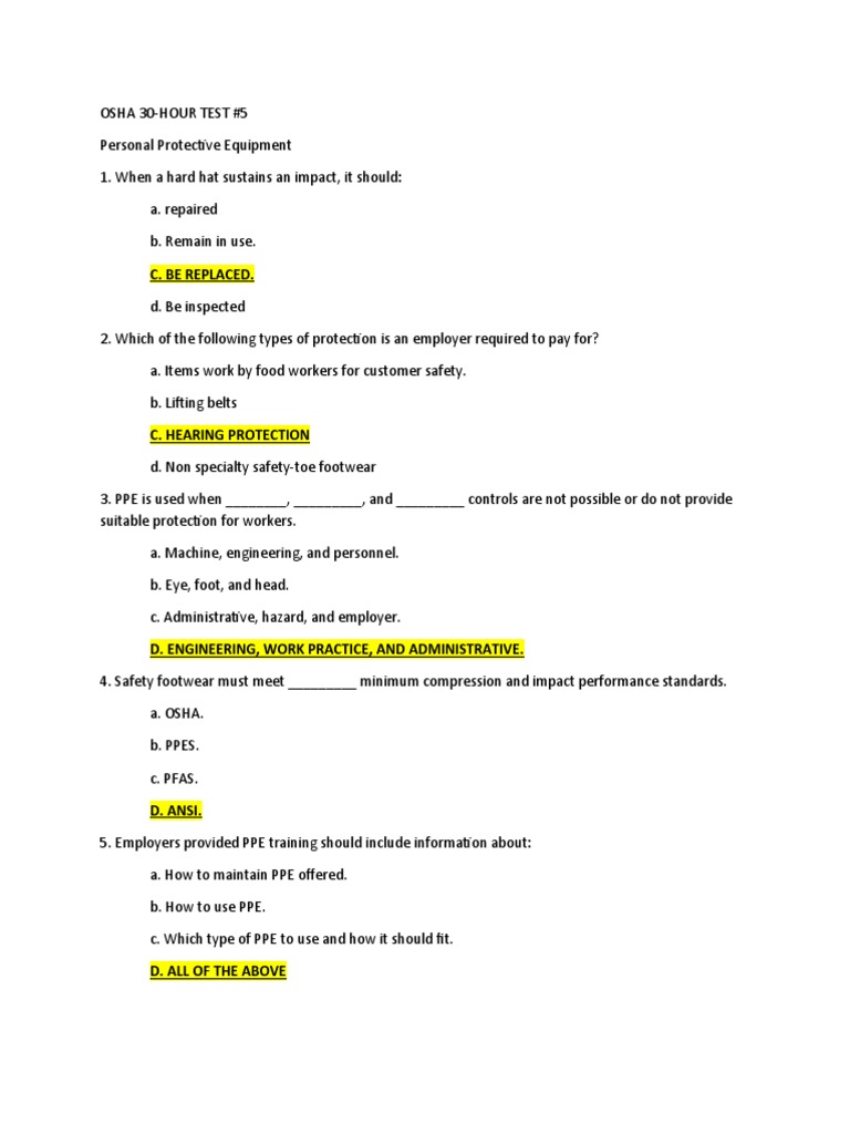 Osha 30 Hour Test #5 | PDF | Business | Technology & Engineering