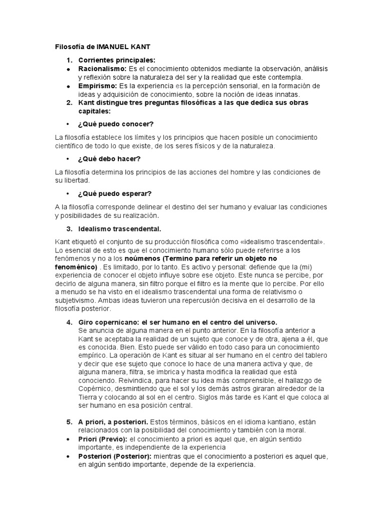 Filosofia de Imanuel Kant | PDF | Immanuel Kant | A priori y a posteriori