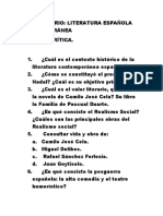 Cuestionario de Literatura Española 10°