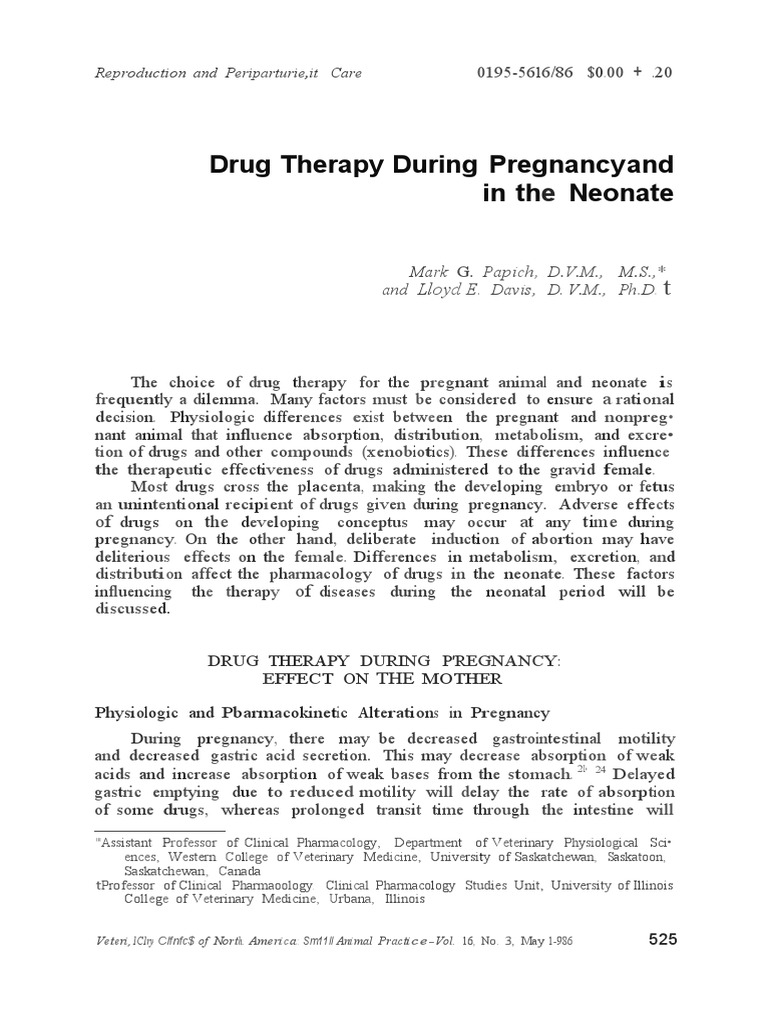 Drugs Therapy During Pregnancy PDF Placenta Fetus
