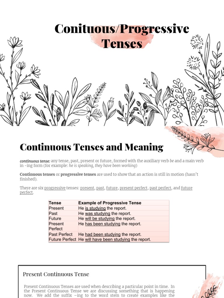 Understanding Continuous Tenses | PDF | Grammatical Tense | Perfect ...