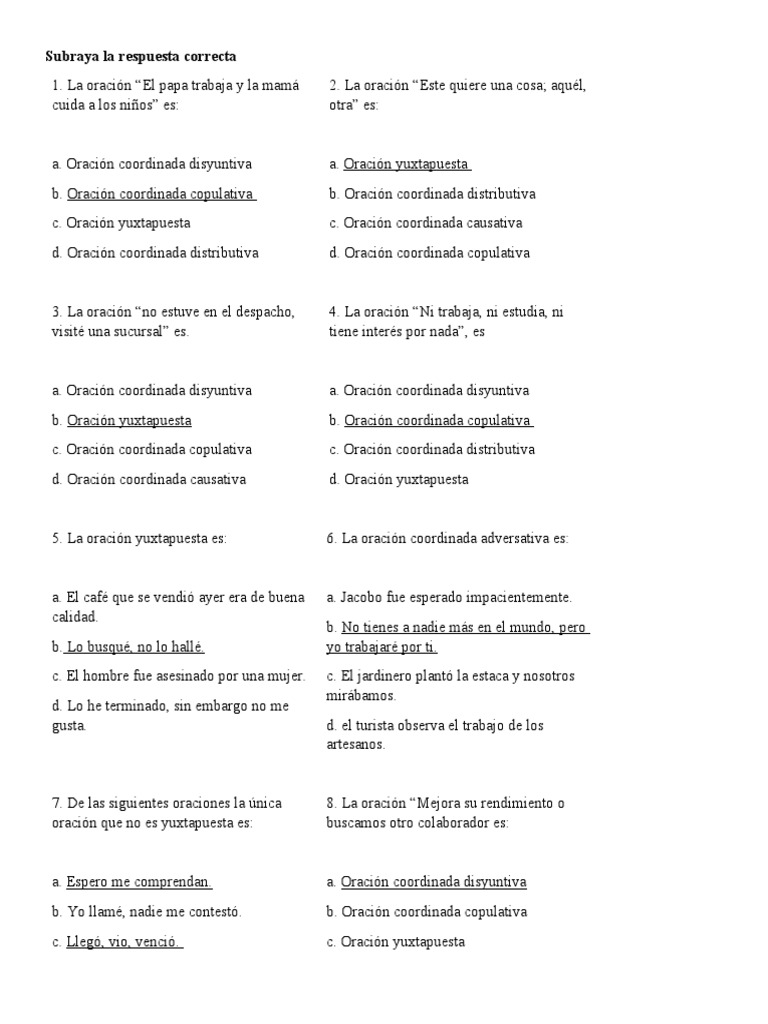 Ejercicio Oraciones Pdf