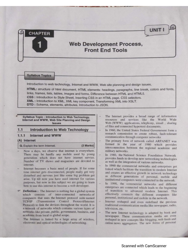  WT Web Technology Text Book Unit 1 To 3 PDF